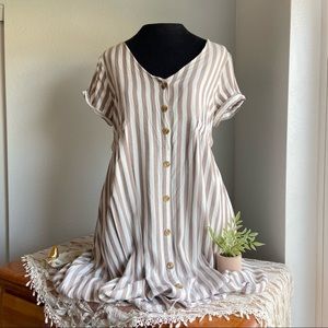 Isabel Maternity striped linen tent summer dress with pockets